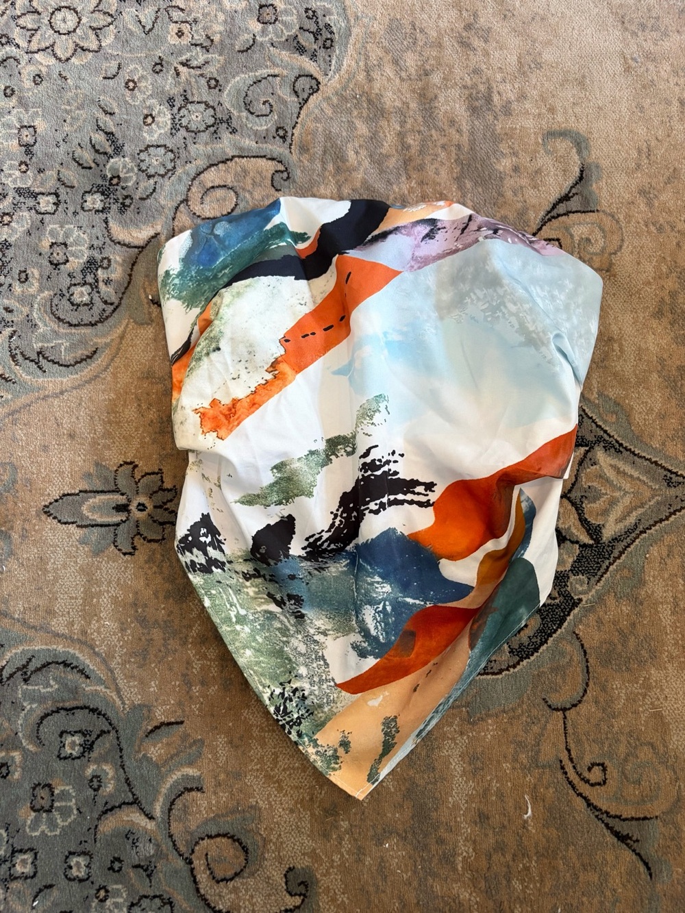 Commense Abstract Tube Top in White, Blue, Orange, Green, Black